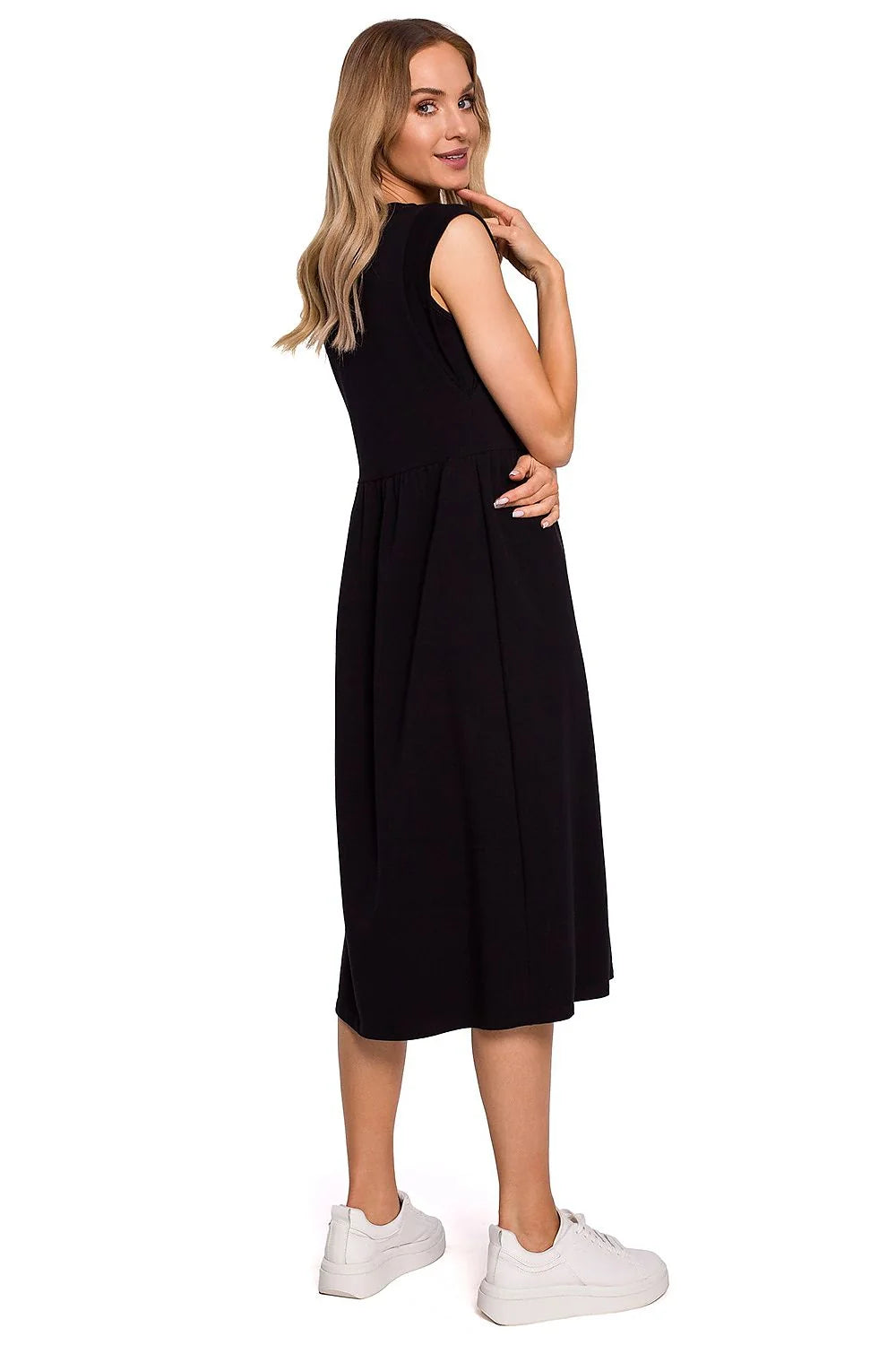Robe midi en coton rose pâle style décontracté manches courtes pour élégance quotidienne féminine