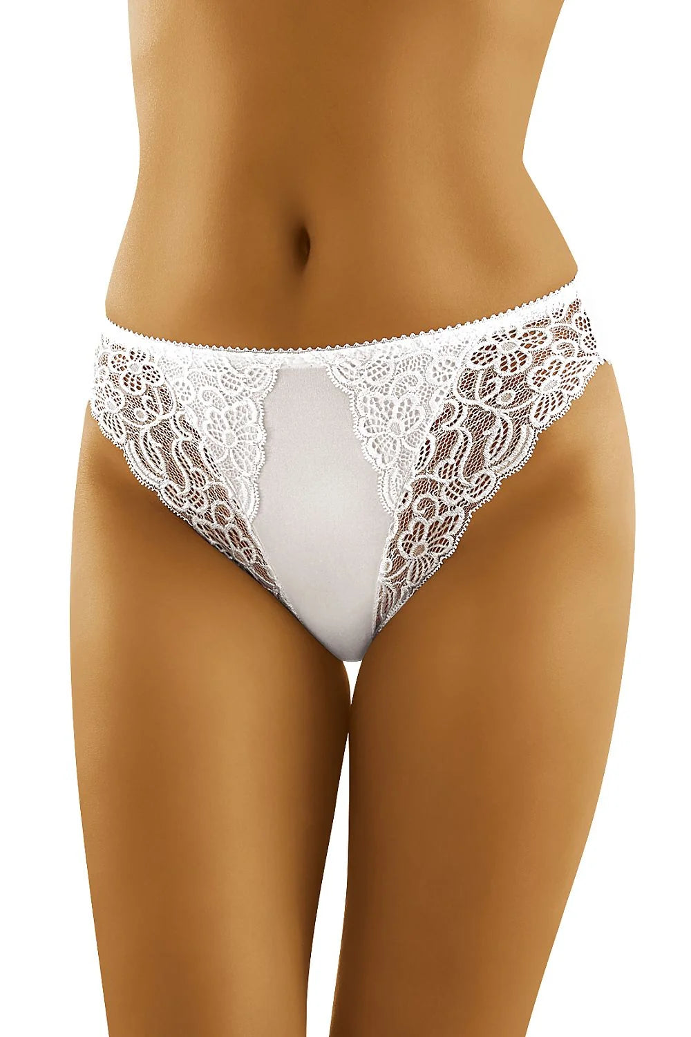 Culotte dentelle florale blanche élégante sexy échancrée confort maintien lingerie féminine transparente raffinée