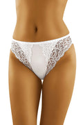 Culotte dentelle florale blanche élégante sexy échancrée confort maintien lingerie féminine transparente raffinée