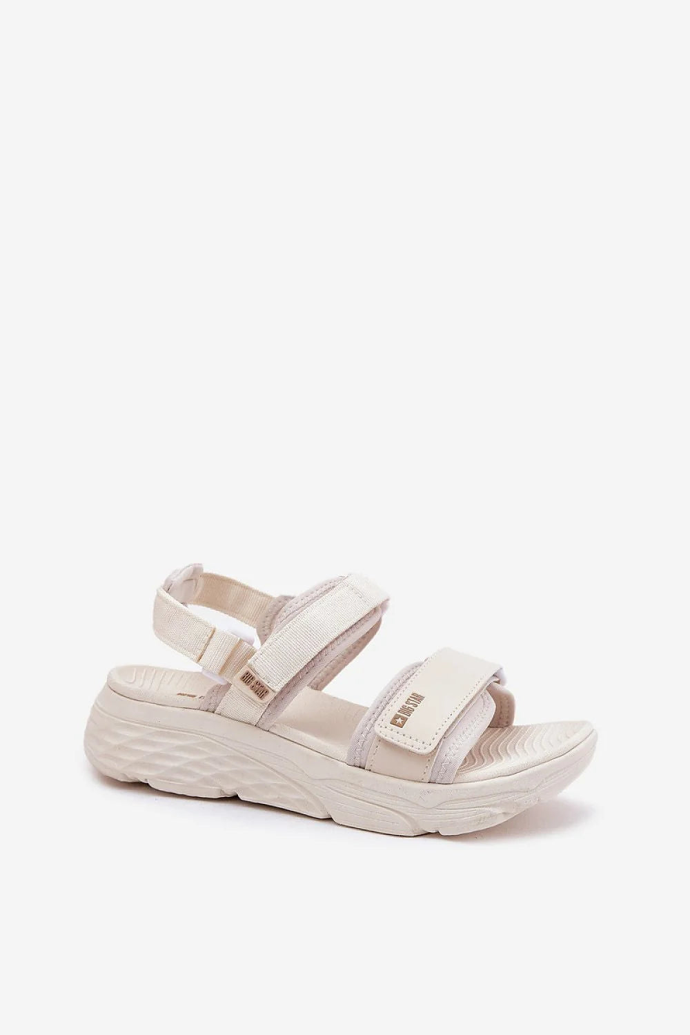 Sandales pour femme style sportif moderne matière synthétique résistante fermeture velcro beige clair logo big star