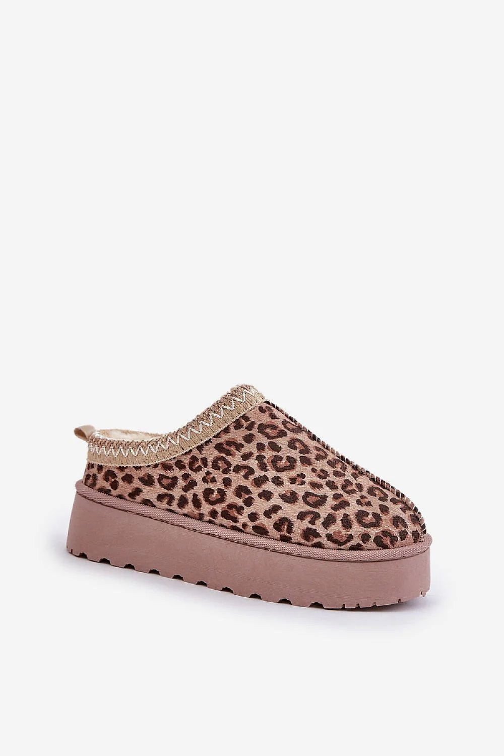 Bottes de neige Step in Style femmes suédine écologique fourrure douce motif léopard finition fourrure beige confort isolation froid promenades hivernales