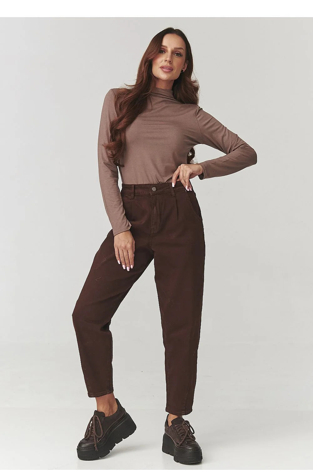 chemisier femme col roulé manches longues slim ajusté extensible doux jersey minimaliste coutures discrètes taille unique italien basique