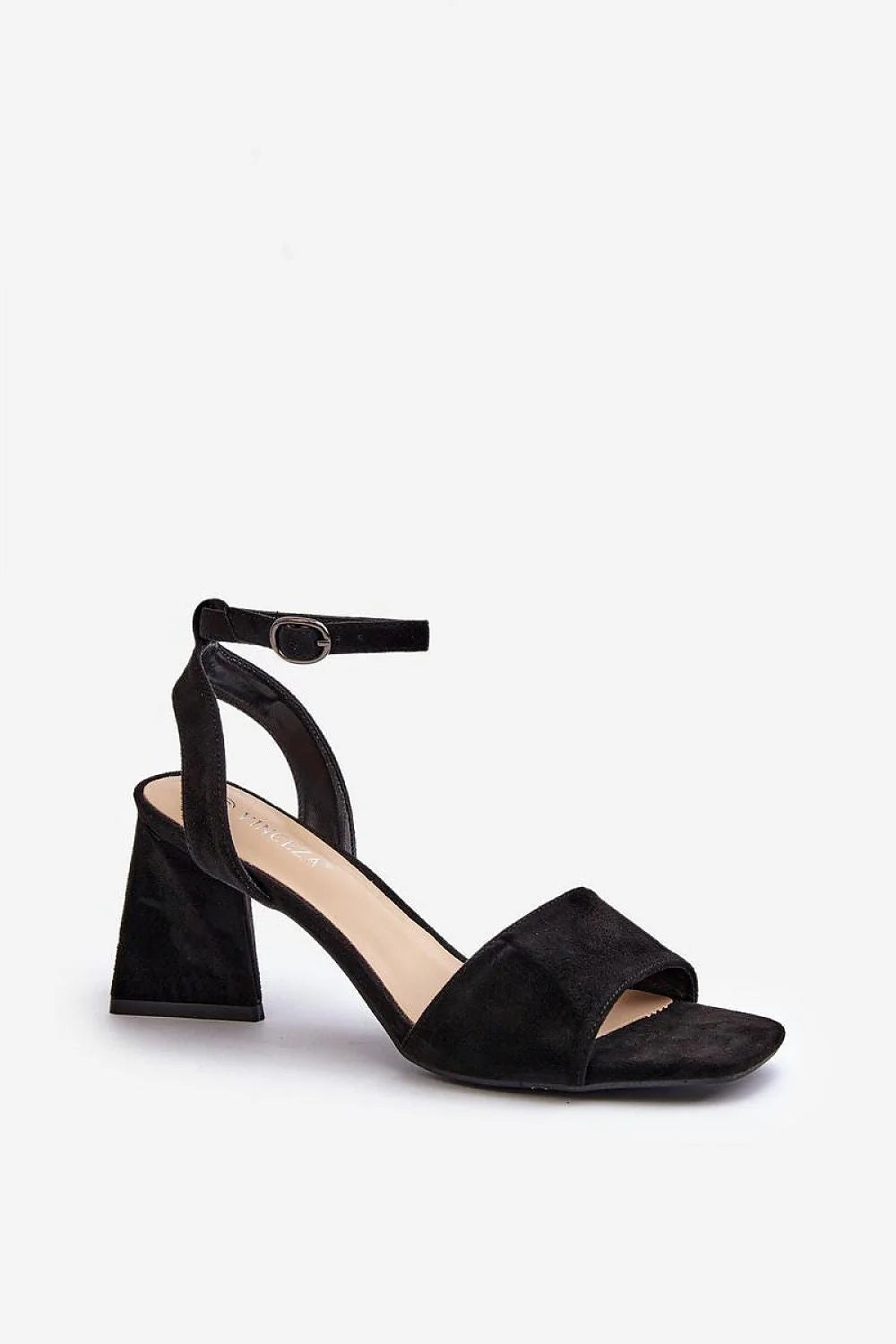 Sandales à talons carrés élégantes pour femmes, éco-suede, bride réglable, couleur noire, taille 36-40, occasion soirée et quotidienne