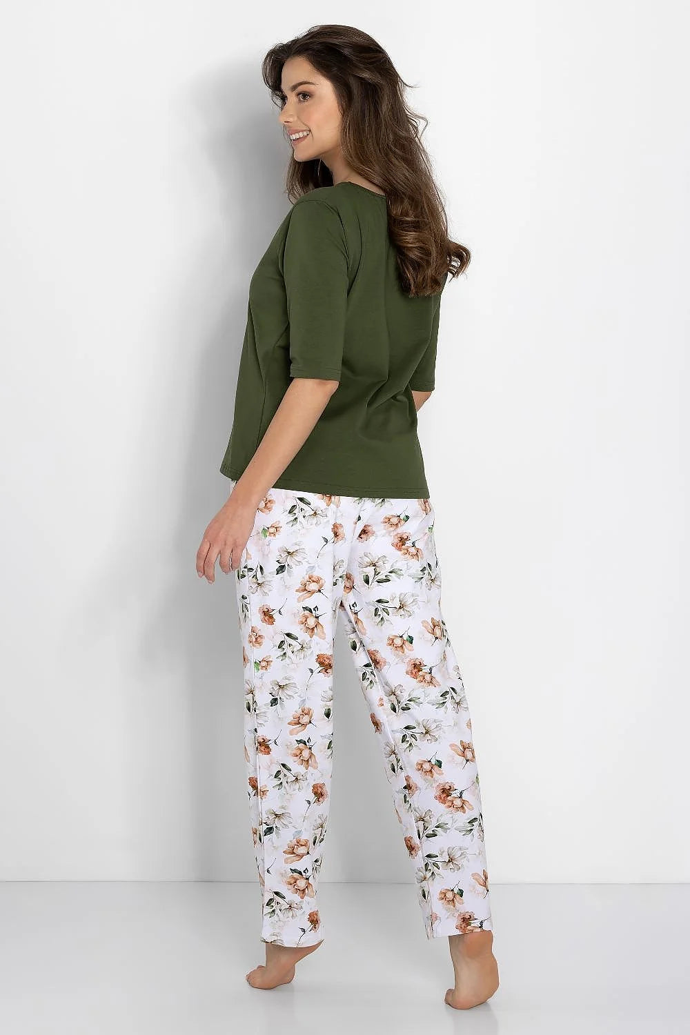 Pyjama femme élégance confort ensemble deux pièces motifs floraux couleur uni coton pantalon taille élastique