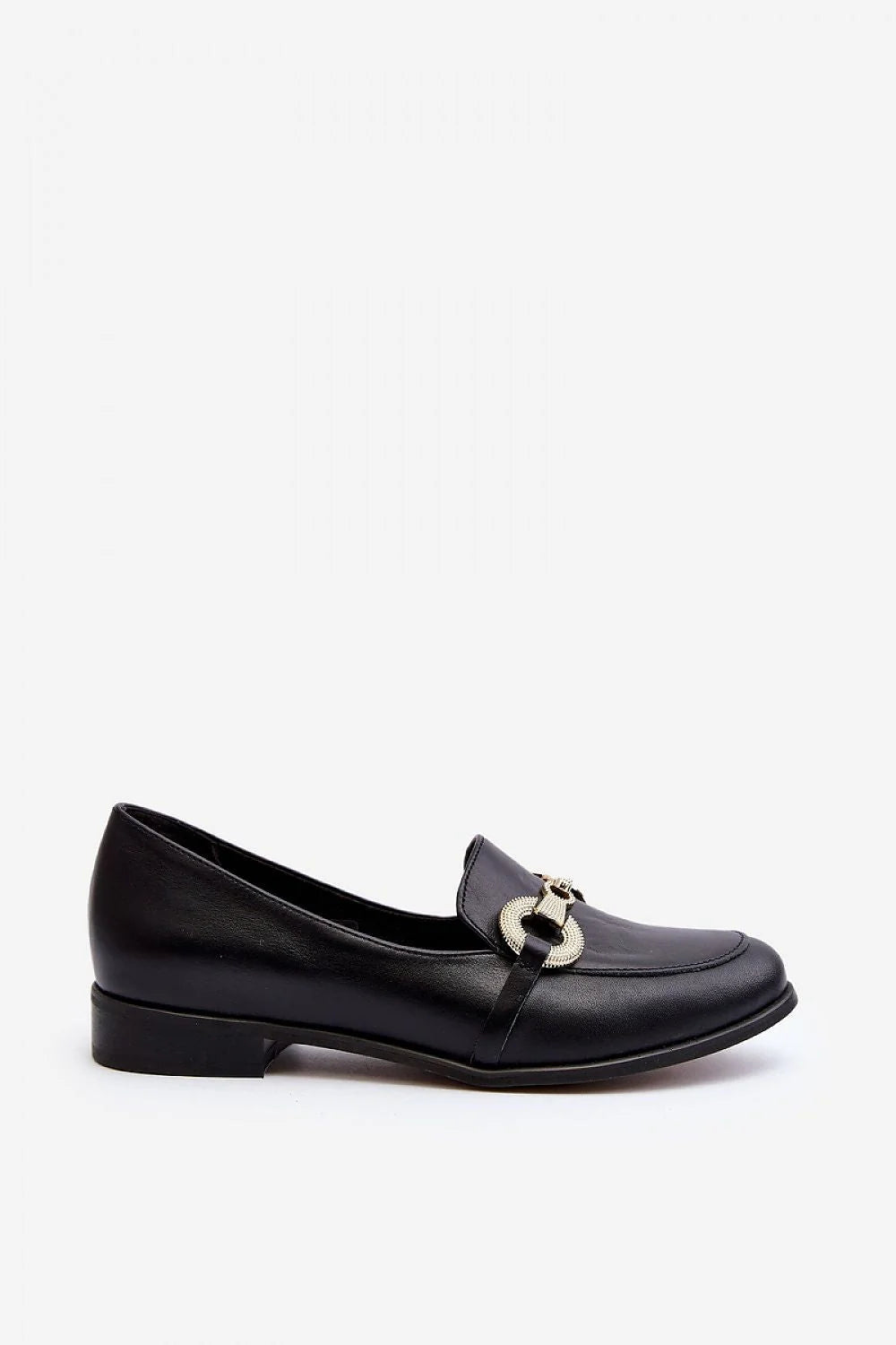 Mocassins élégants pour femme en cuir naturel classiques ornement doré talon renforcé semelle cuir naturel 6 cm