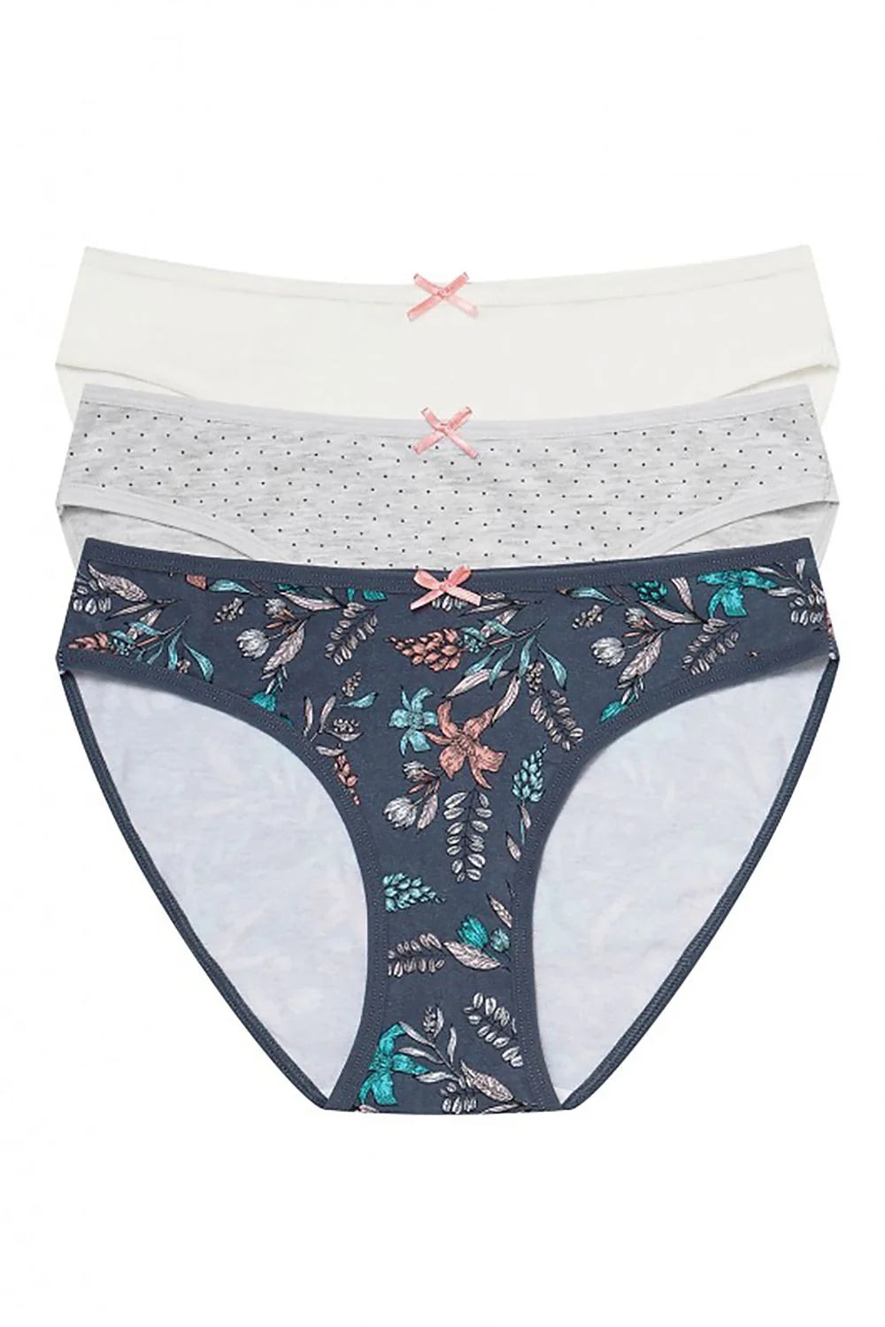 ensemble culottes femme coton élasthanne bikini taille mi haute blanc gris pois marine floral nœuds roses confortables douceur respirabilité durables