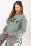 sweatshirt femme col rond oversize coupe droite molleton intérieur gratté manches longues bords côtes lettrage STORIES