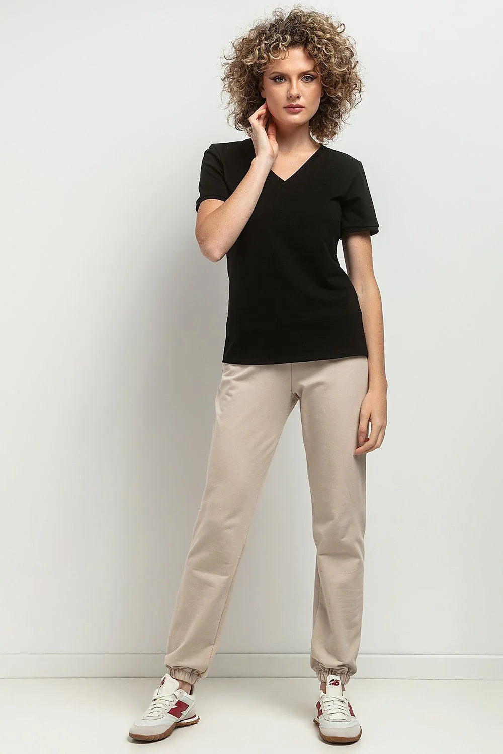 Chemisier Tessita en coton élasthanne manches courtes encolure V pli décoratif tailles ajustables occasionnels élégant femme