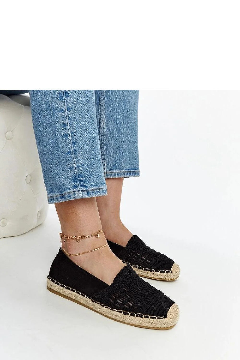 espadrille Solea femme noire plate slipon crochet suédine bout renforcé jute tressée semelle compensée gomme antidérapante légère respirante bohème décontractée