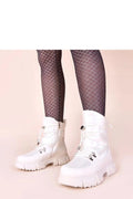 bottes neige blanches nacrées Gemre Jassi montantes chunky plateforme 5cm semelle crantée antidérapante doublure fourrure synthétique matelassées urbaines