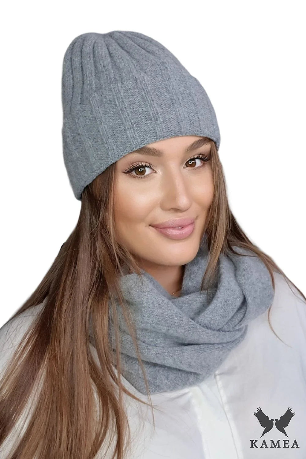 Bonnet et écharpe tube en laine acrylique tricoté gris classique pour femme, hiver, style intemporel, doux, confort thermique, ajustement parfait, cadeau