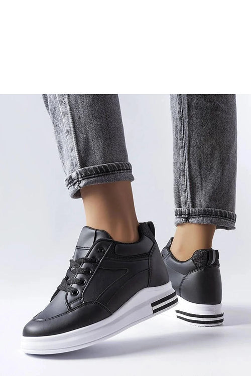 baskets femme Solea noir minimaliste urbain simili cuir lisse col rembourré maintien cheville semelle plateforme blanche épaisse bande noire