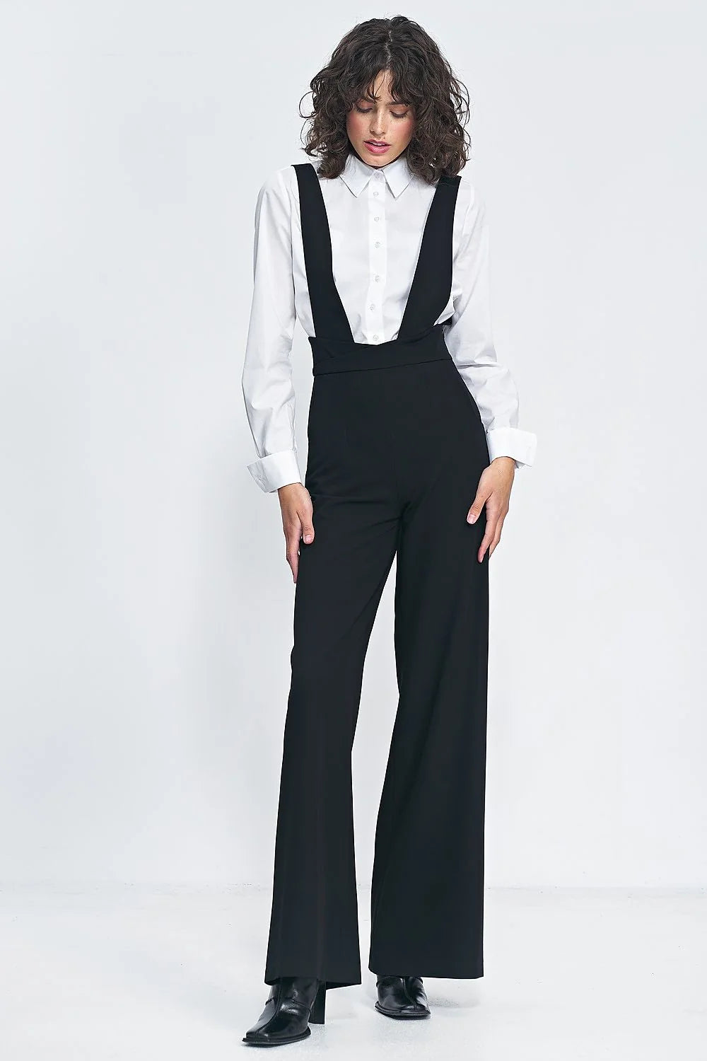 Combinaison Nife élégante pour femmes taille haute bretelles larges jambes larges motifs universels polyester élasthanne viscose