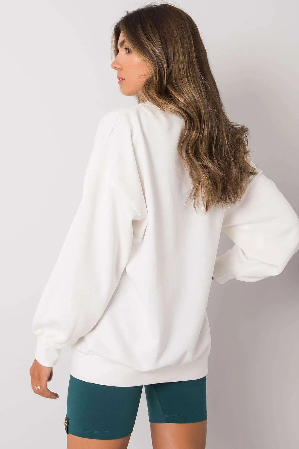 sweatshirt femme oversize noir col rond manches longues lettrage blanc OK molleton épais confortable ample poignets élastiques