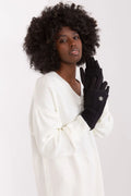 Pull et gants hiver femme ensemble mode confortable sweater tricoté longues manches oversize gants doux froid noire blanche
