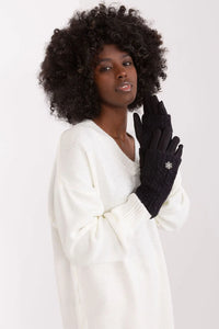 Pull et gants hiver femme ensemble mode confortable sweater tricoté longues manches oversize gants doux froid noire blanche