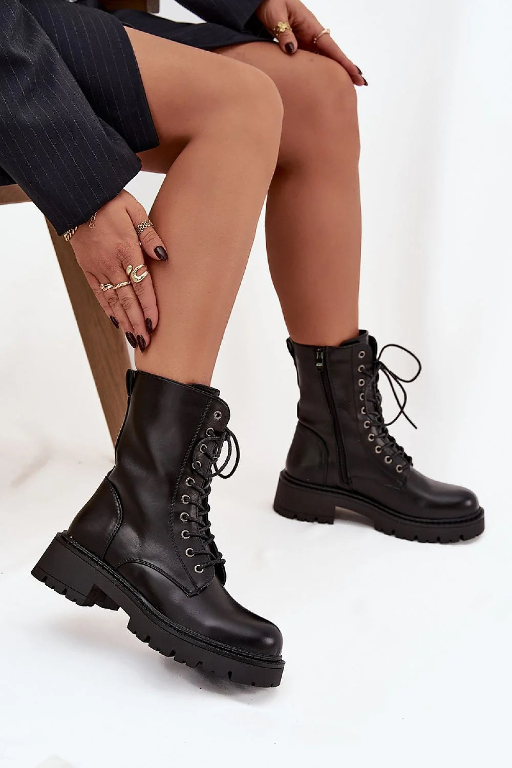 bottines travail femme simili cuir fermeture eclair lacets ajustement mousse doublure thermique confortable polyvalent moderne urbain 19cm tige 5cm talon