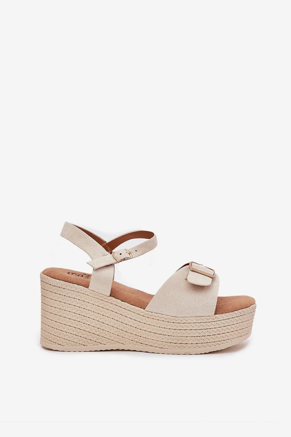 Sandales compensées pour femmes en suédine eco-friendly style moderne Summer beige crème élégance confort