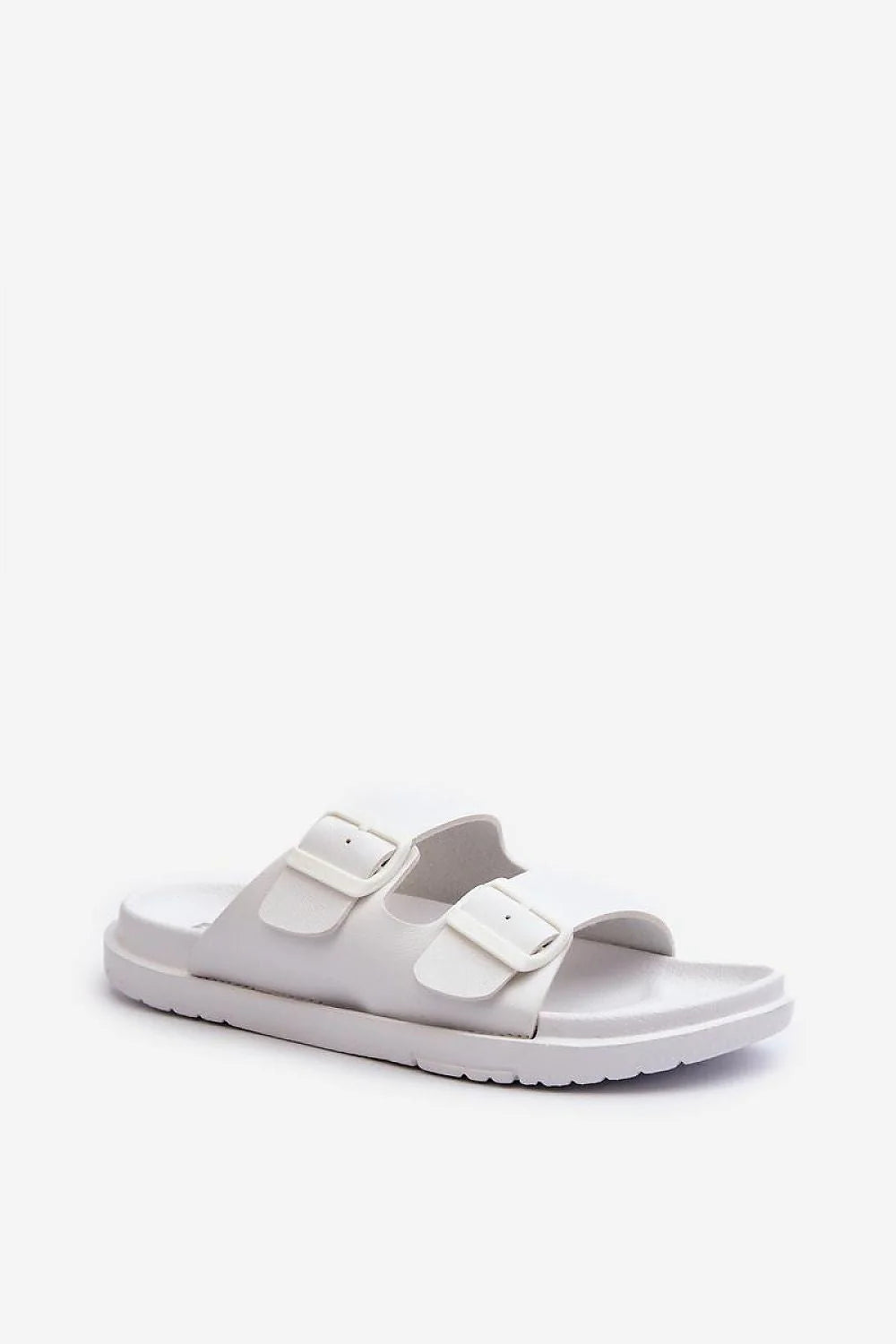 sandales femme minimaliste moderne doubles brides réglables boucles assorties blanc mat semelle plateforme épaisse profilée crantée antidérapante similicuir synthétique moulée