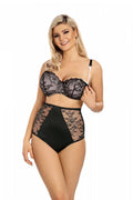 Ensemble de lingerie dentelle satin noir nude taille haute élégant maintien confort femme moderne sophistiquée