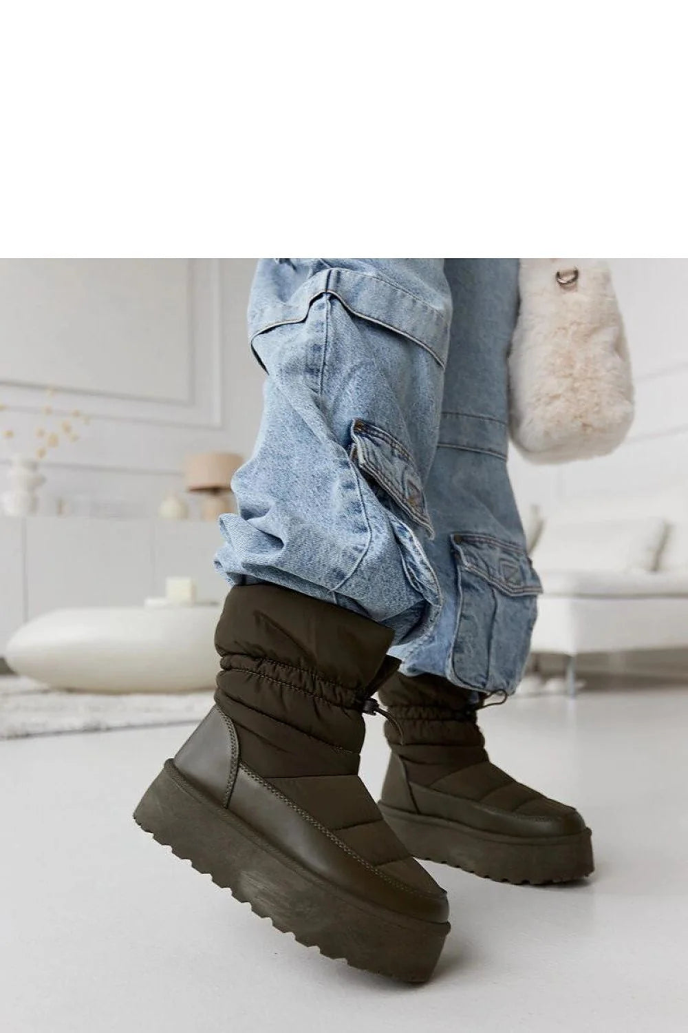 Bottes de neige Solea vert kaki design moderne fonctionnel matière synthétique imperméable semelle plateforme femme urban style