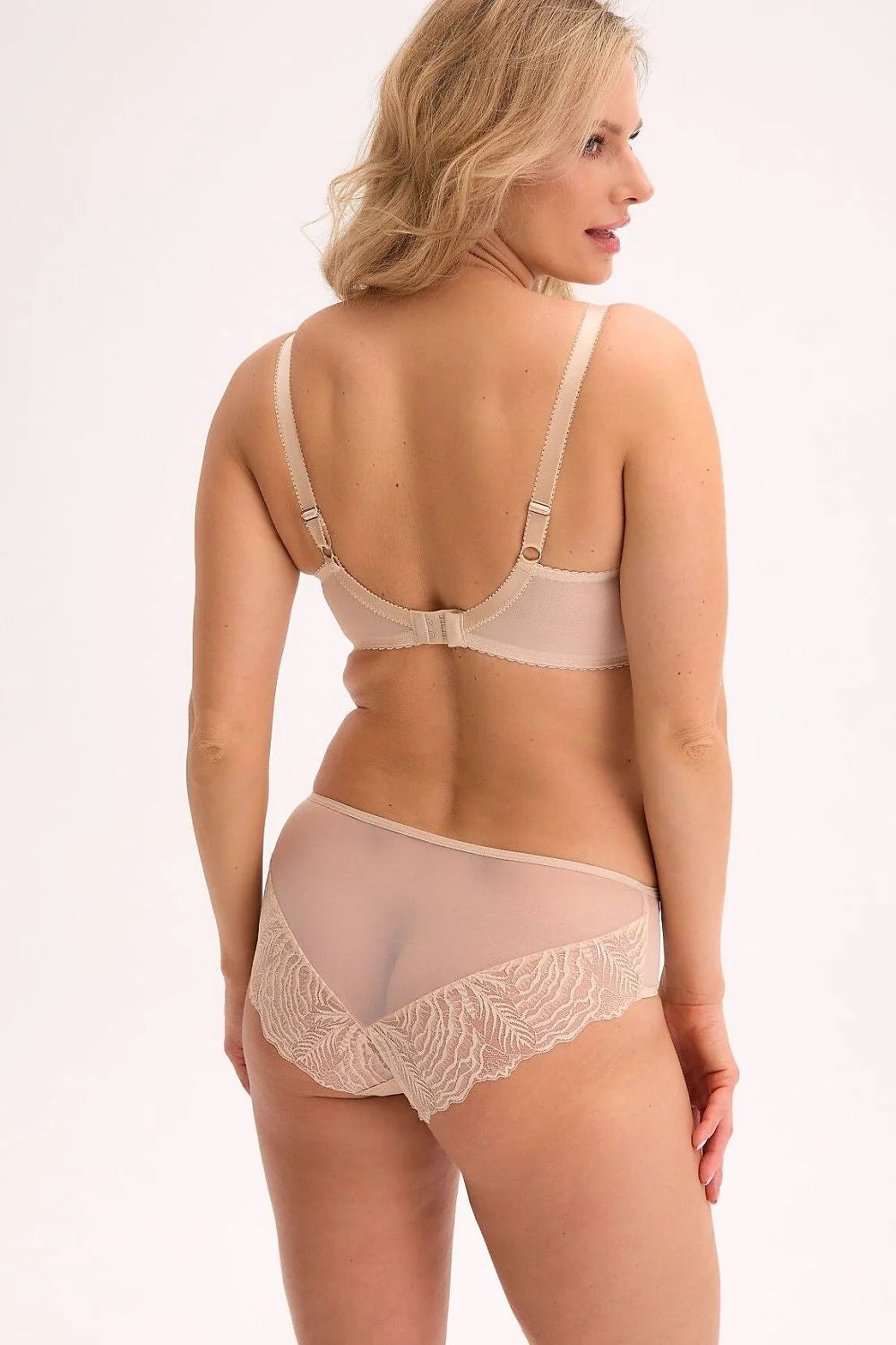 Soutien-gorge et culotte Gaia semi-soft en dentelle nude beige balconnet armatures ajustables occasion spéciale