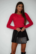 chemisier MONNA femme manches longues coupe ajustée col rond jersey stretch viscose élasthanne respirant confortable noir