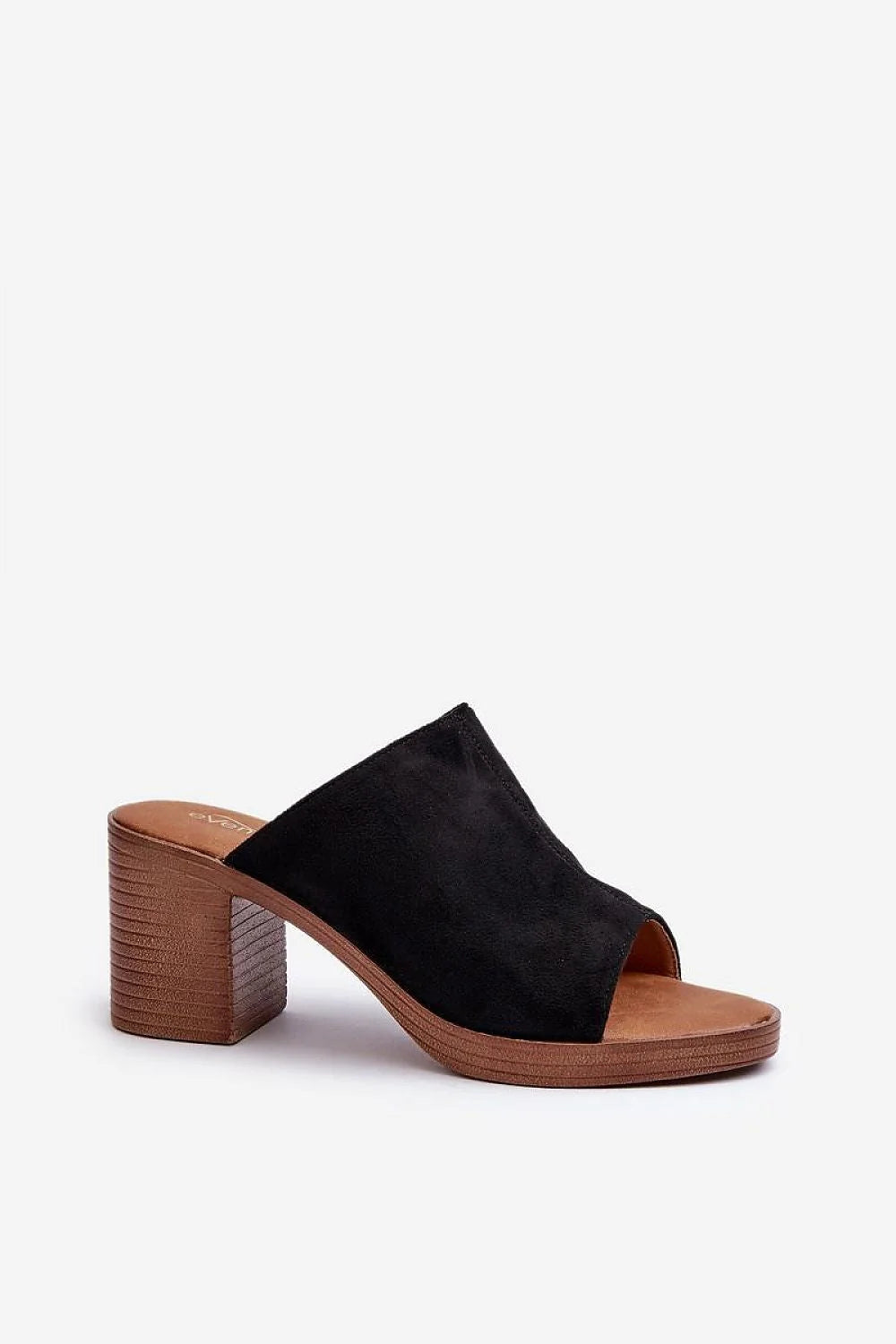 Mules à talon carré ouvert style moderne élégant pour femmes cuir suédé noir semelle bois couleur intemporelle confortable été printemps taille 36 37