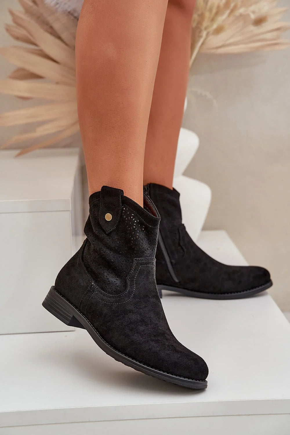 Bottes à lacets pour femme en suédine noire, style élégant, talon plat, cuissard mi-hauteur, occasion quotidienne et spéciale, S.Barski