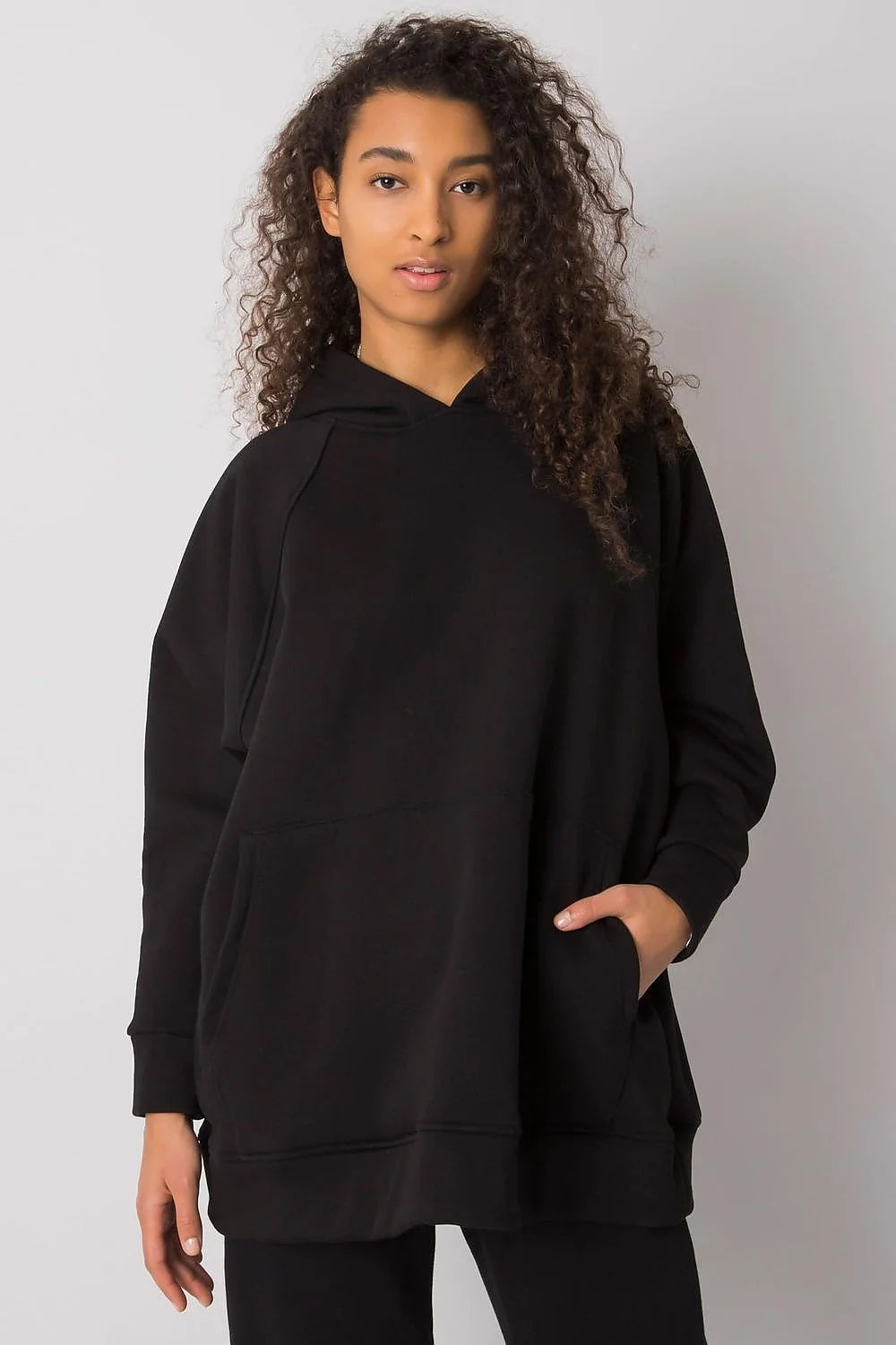 Sweat à capuche femme coton élasthanne vert olive confortable décontracté poche kangourou longue manche
