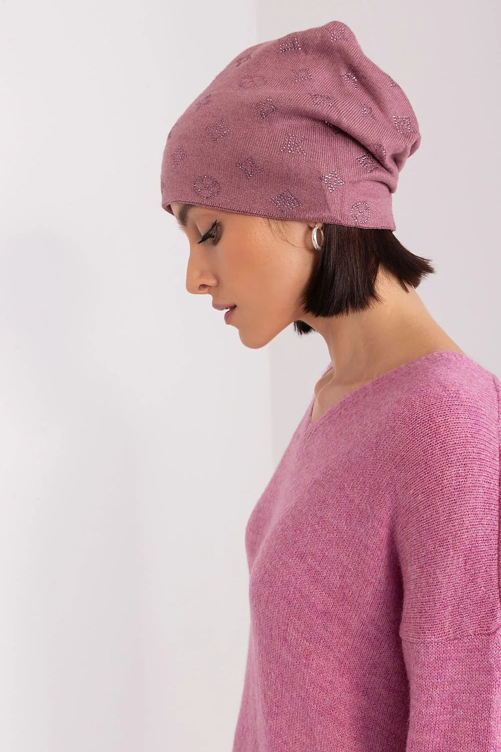 Pull et bonnet coordonnés en cachemire rose mauve pour femme, style décontracté, hiver 2023