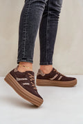Chaussures de sport Step in style pour femmes, plateforme confortable, tige en cuir suédé, motifs léopard, couleur marron foncé, style moderne, ajustement à lacets, bout rond, versatile, élégance, quotidien, mode, durabilité, hauteur