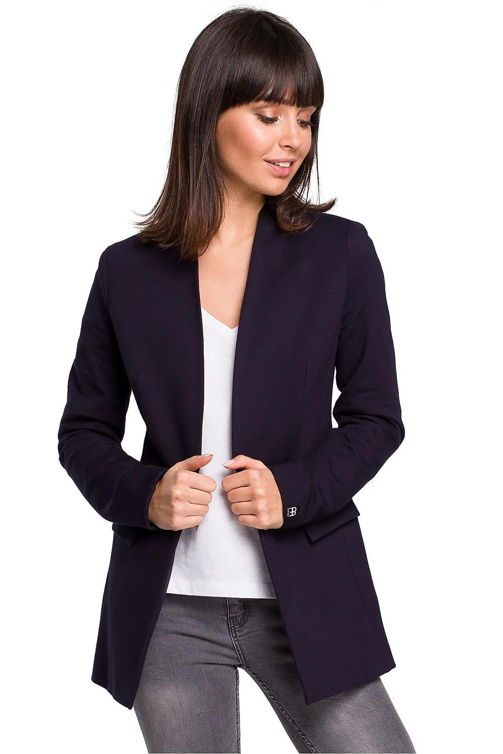 blazer femme BeWear rouge vif ajusté cintré manches longues col châle poches rabat doublé coton élasthanne confortable structuré