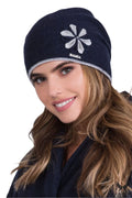 Bonnet Kamea en laine mérinos doux pour femme, style classique, floral gris, ajusté, automne-hiver