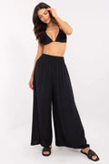 Pantalon femme Och Bella – Style suédois, viscose légère, couleur noire, coupe ample, taille haute élastique, finitions élégantes, idéal pour les jours détentes plage ou city