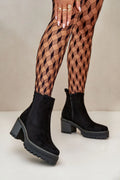 Bottines femmes écolo cuir pleine fleur talon stable doublure fourrure fermeture éclair moderne élégant noir occasion automne hiver