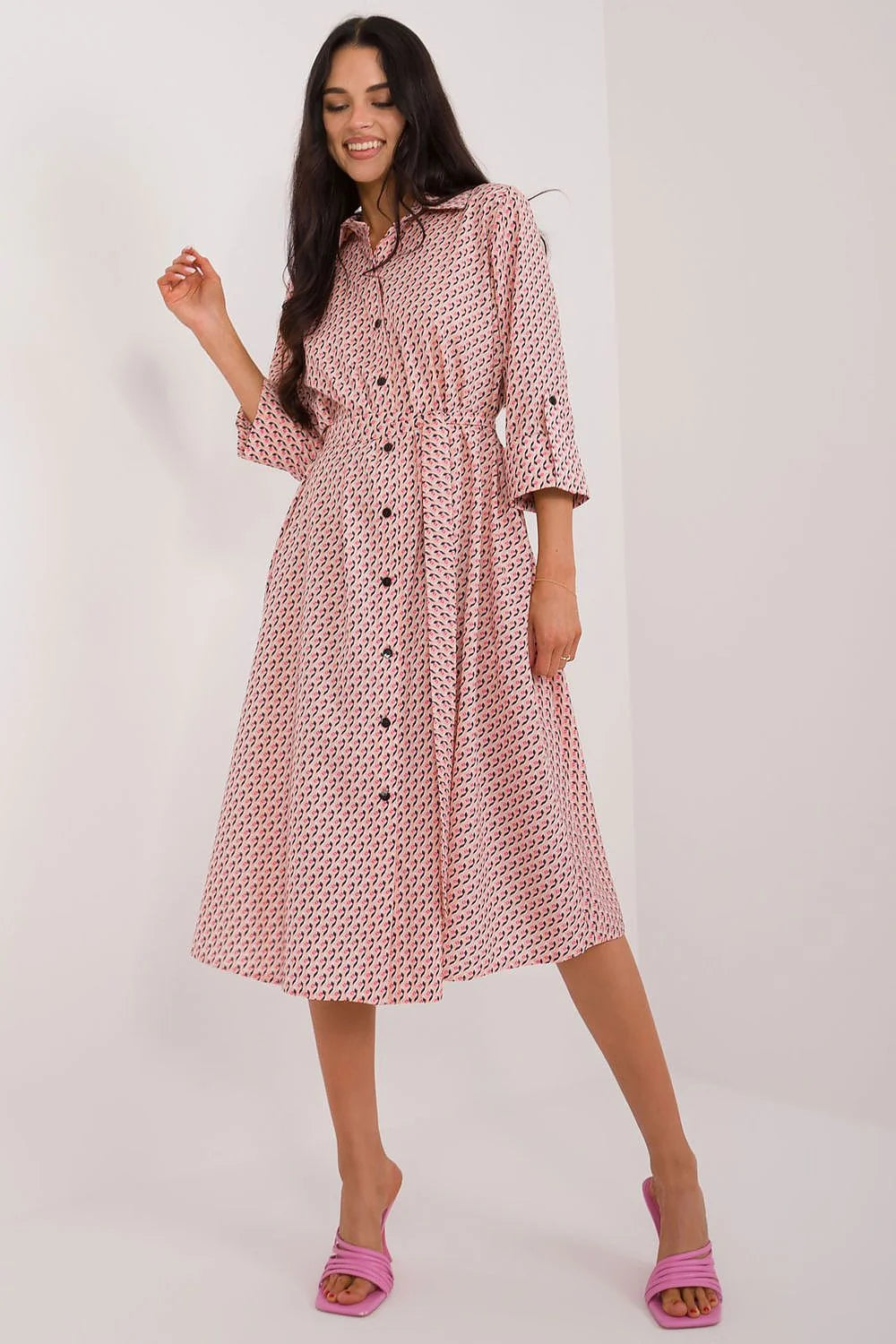 Robe de jour Lakerta élégante style chemisier vintage polyester elasthanne femmes occasions quotidiennes et travail