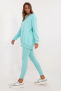 Ensemble décontracté pour femmes en coton bleu clair, sweat-shirt ample et leggings ajustés, idéal pour les loisirs et les sorties