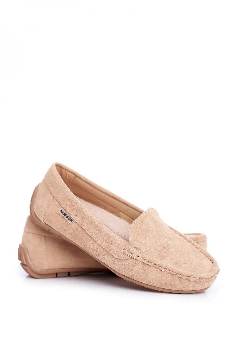mocassins femme daim bleu gris veloutés élégants intemporels confortables slipon bout arrondi surpiqûres semelle caoutchouc bijoux cheville dorés