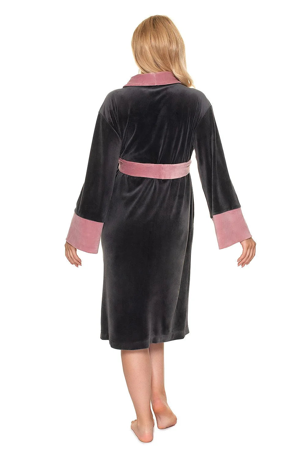 Peignoir maternité en velours doux, confortable, bleu clair, avec ceinture ajustable, pour futures mamans élégantes
