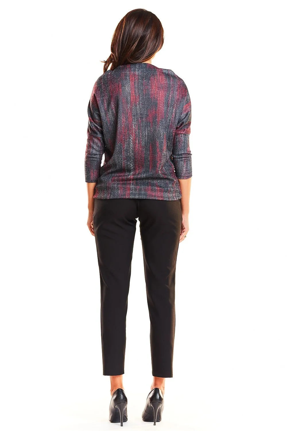 Pull bleu marine motifs dorés géométriques élégant ample confortable idéal femmes modernes style décontracté