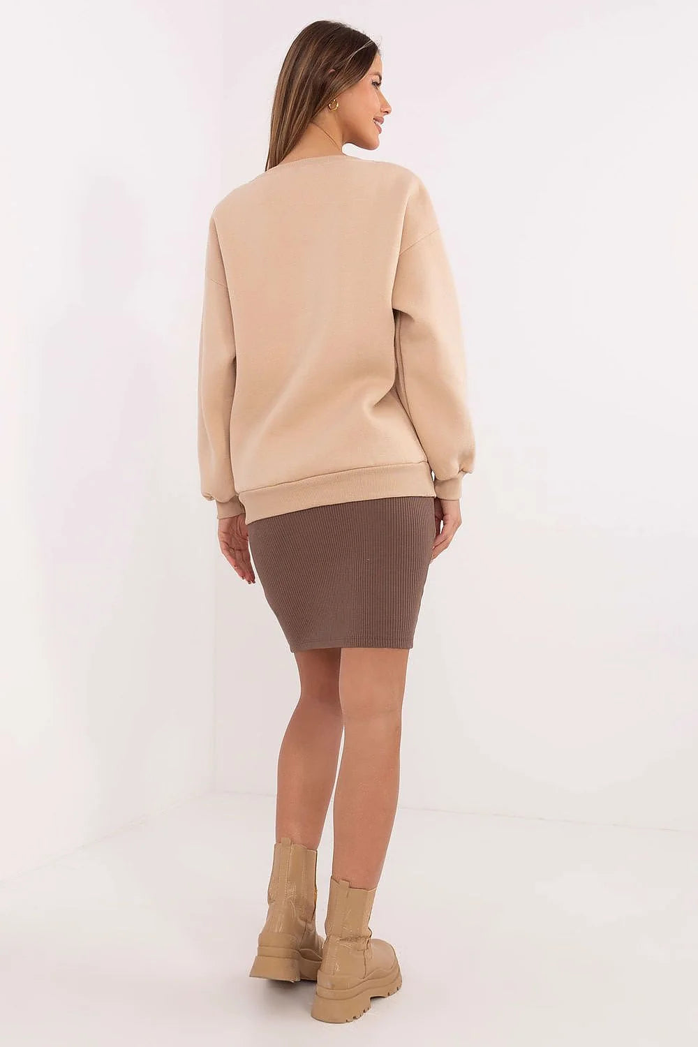 Sweatshirt femme style décontracté imprimé Boston Massachusetts coton polyester manches longues encolure ronde