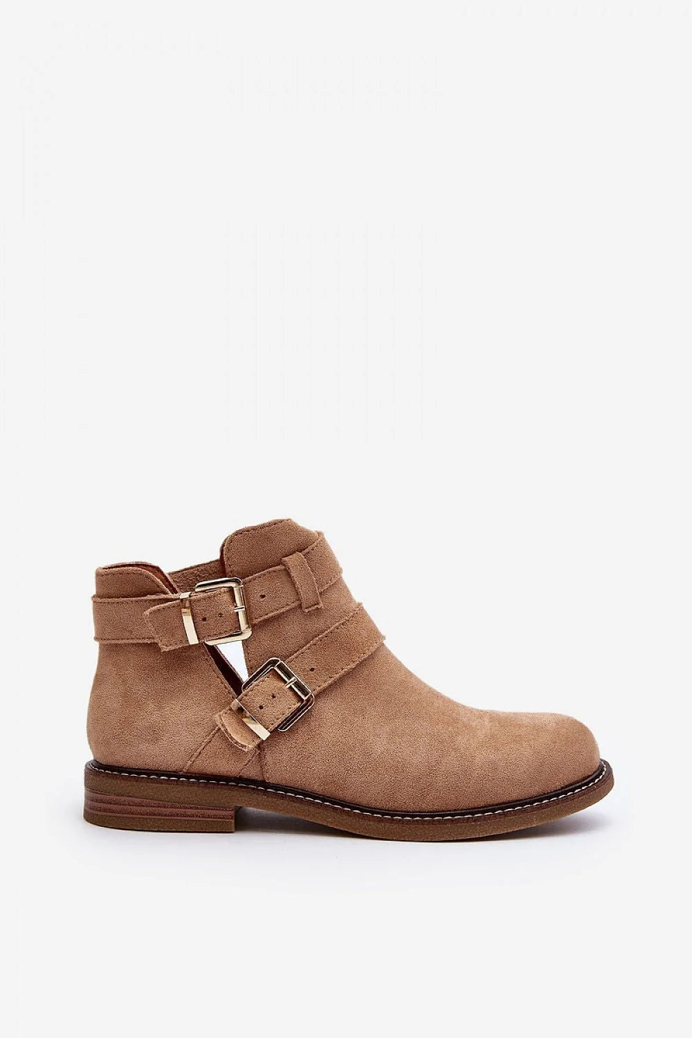 Bottes Step in style classiques pour femmes en suédine écologique beige clair, design moderne, talon plat, brides ajustables, look élégant