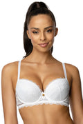 Soutien-gorge push-up élégant dentelle floral insert grossissant amovible coton élasthanne mode féminine