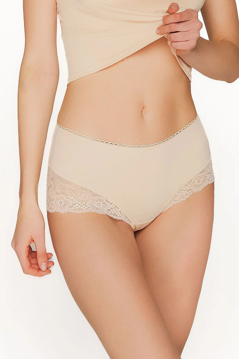Culottes Babell pour femmes élégance et confort en dentelle floral coton 92% élasthanne 8% taille haute beige nude
