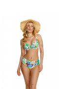 Maillot de bain femme bikini tropical print vibrant feuilles fleurs haute taille ajustables baleines maintien excellent polyester elasthanne plage piscine