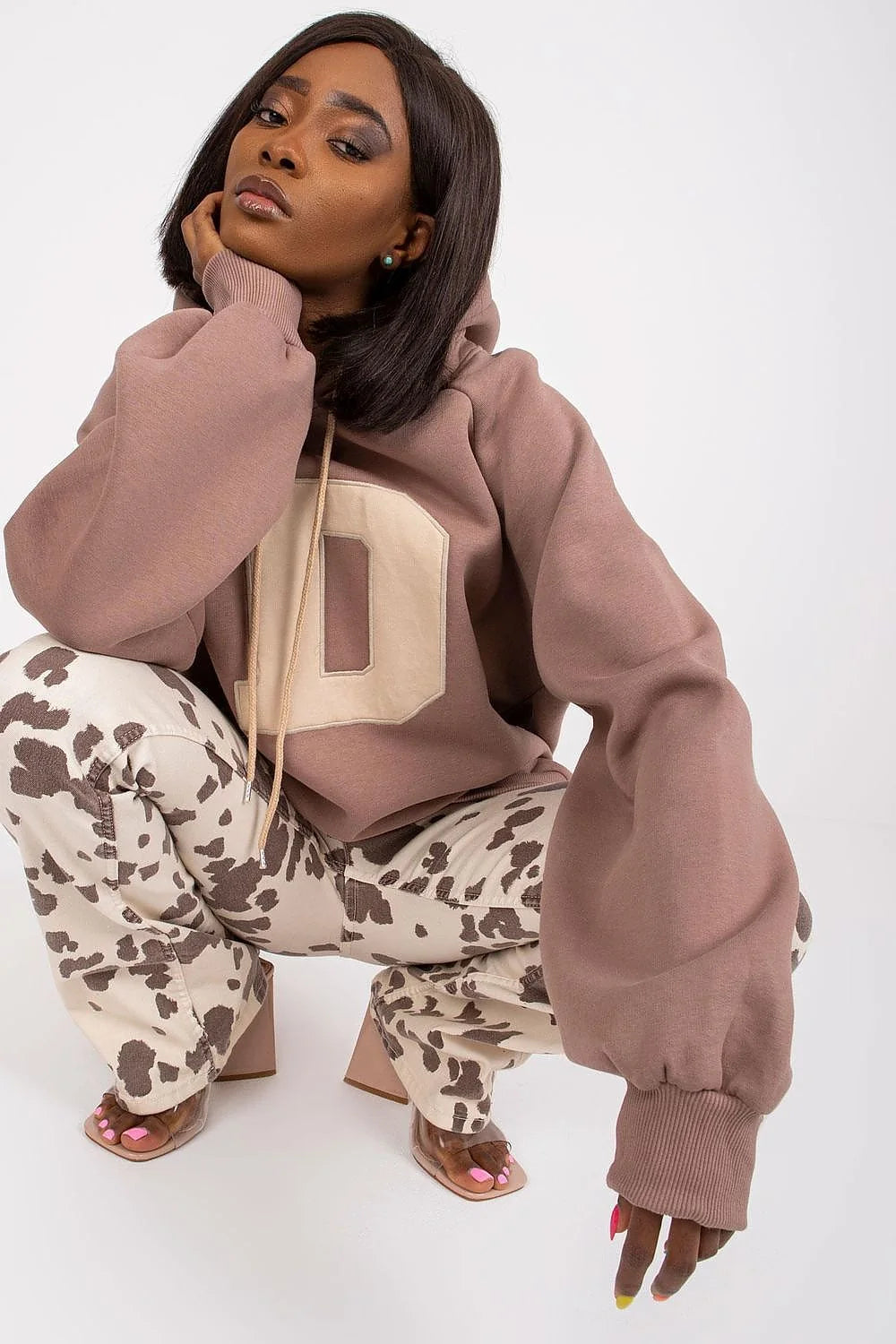 Sweatshirt femme oversize coton polyester bleu vif urbain moderne confortable manches longues GRL PWR