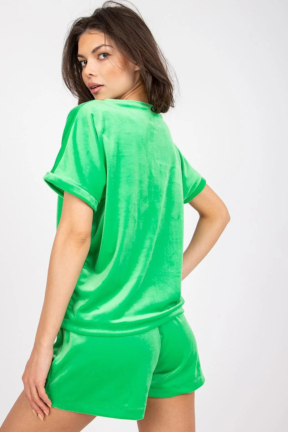 Ensemble Rue Paris femme, velours, haut et short, couleur orange vif, été, mode, confort, design moderne