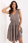 Robe d'été légère en mousseline sans manches design bohème taupe coupe évasée confortable femmes occasion détendue