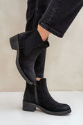Bottines femelles Jodhpur Step in style cuir suédé écolo talons bas bout rond fermeture éclair